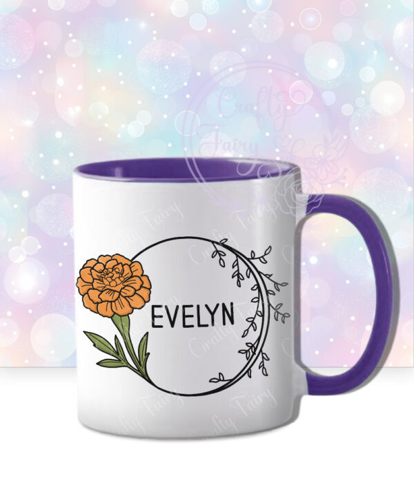 personalised october birth flower marigold mug gift