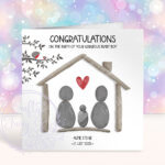 personalised new baby birth pebble print family congratulations card