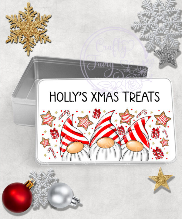 personalised gonks with christmas cookies & candy canes medium tin