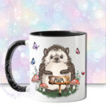 personalised hedgehog with red mushrooms mug gift