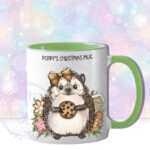 personalised christmas hedgehog with chocolate cookie mug gift