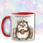 personalised christmas hedgehog with chocolate cookie mug gift
