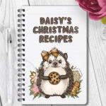 personalised christmas hedgehog with chocolate cookie a5 notebook gift
