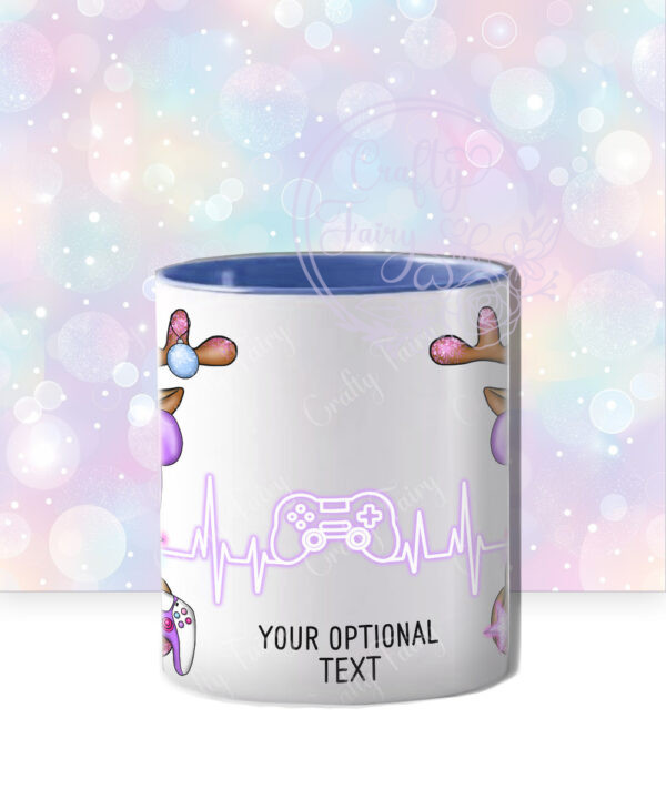 personalised christmas reindeer purple gamer girl mug gift