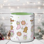 personalised reindeer pastel pink & green matcha latte christmas mug gift