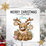 personalised iced reindeer and cookies christmas card