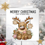 personalised iced reindeer and cookies christmas card