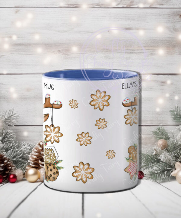 personalised iced reindeer and cookies christmas mug gift