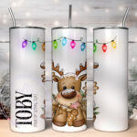 personalised iced reindeer and cookies christmas 600ml 20oz straight tumbler