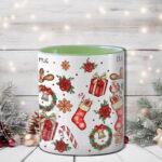 personalised reindeer and red roses christmas mug gift