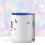 personalised purple polka dot welly boots with purple roses mug gift
