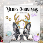 2785 0001 boston terrier personalised dogs baubles christmas cards 1
