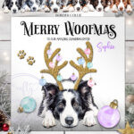 2786 border collie personalised dog antlers christmas card 2