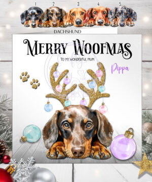 2791 dachshund personalised dog baubles christmas card granddaughter 1