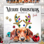 2791 dachshund personalised dog baubles christmas card granddaughter 2