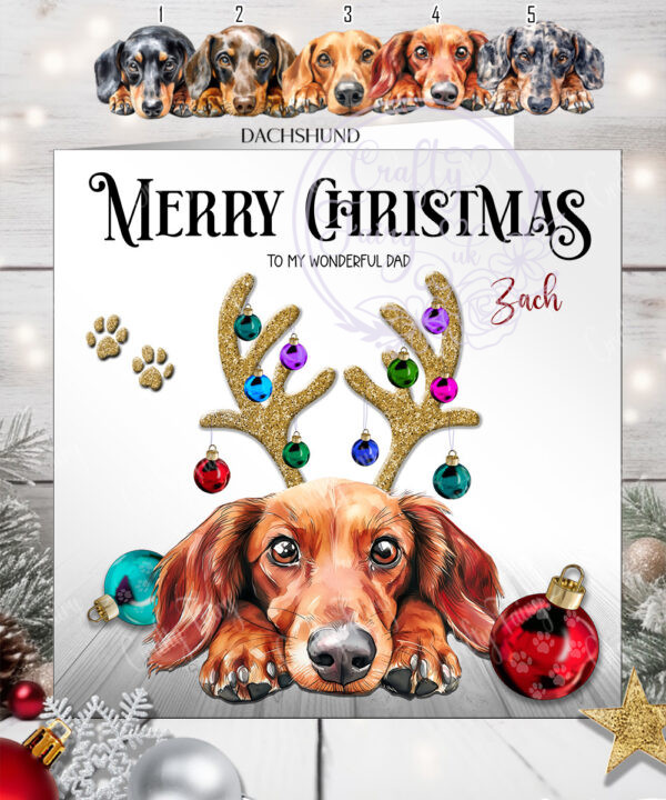 2791 dachshund personalised dog baubles christmas card granddaughter 2
