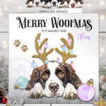 2799 springer spaniel personalised dog baubles christmas card 1