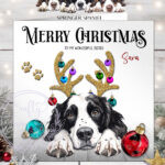2799 springer spaniel personalised dog baubles christmas card 2