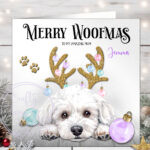 2807 maltese personalised dog antlers christmas card 1