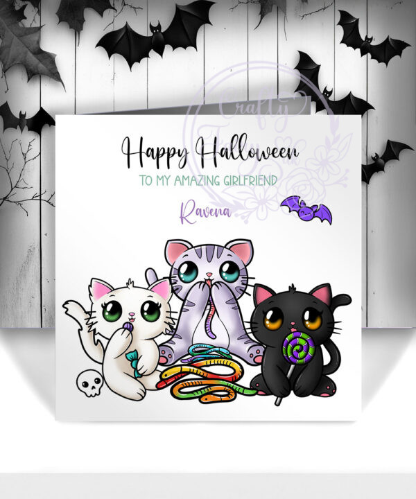 2814 personalised candy spoopy kitties halloween card 1