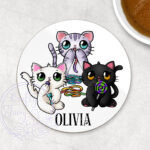 2816 personalised candy spoopy kitties halloween coaster 1
