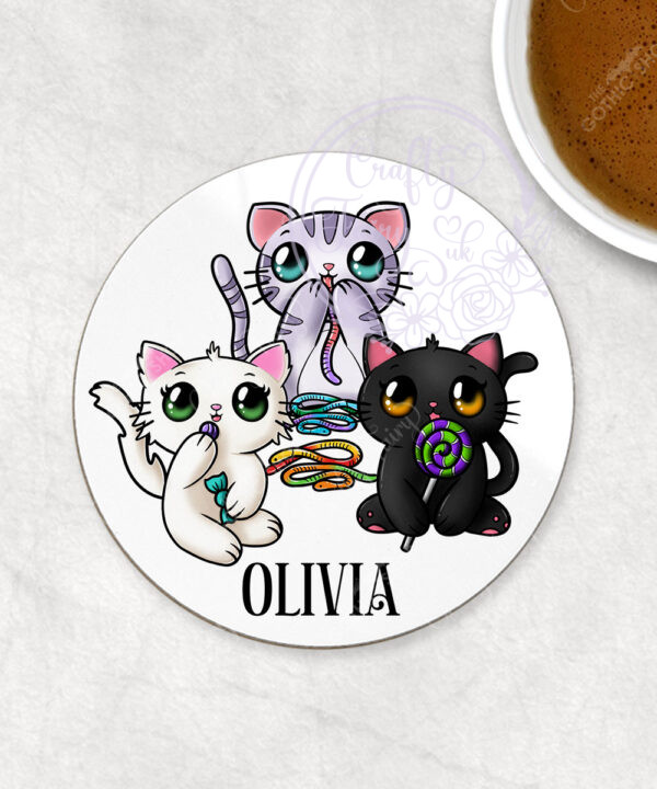 2816 personalised candy spoopy kitties halloween coaster 1