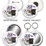 2830 personalised candy spoopy kitties halloween badge keyring 1