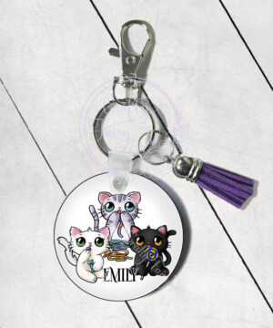 2834 personalised candy spoopy kitties halloween keyring 1