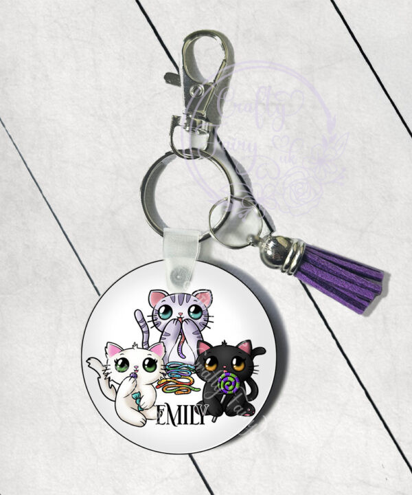 2834 personalised candy spoopy kitties halloween keyring 1