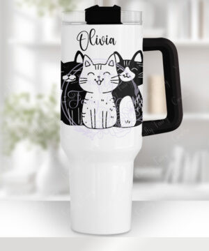 personalised quirky cats large 40oz stanley style tumbler cup