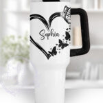personalised butterfly hearts large 40oz stanley style tumbler cup