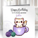 2843 teacup kawaii kitties birthday card 1