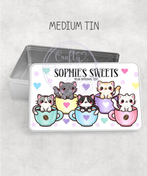 2853 personalised teacup kawaii kitties metal tin 1