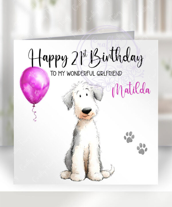 2889 bedlington terrier personalised dog birthday card