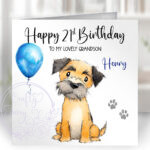 2894 border terrier personalised dog birthday card