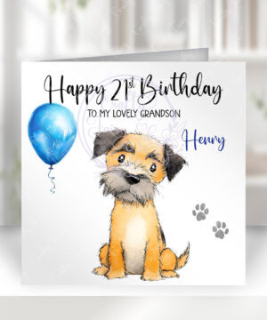 2894 border terrier personalised dog birthday card