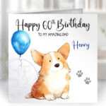 2906 corgi personalised dog birthday card