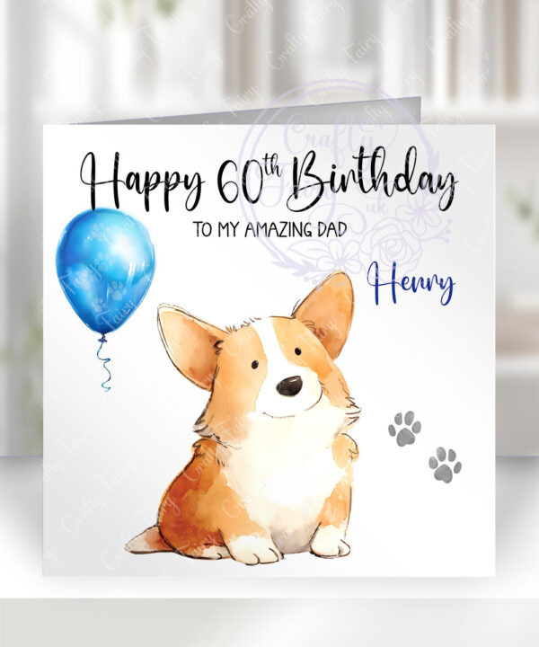 2906 corgi personalised dog birthday card