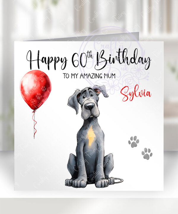 2914 great dane personalised dog birthday card