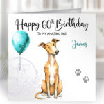2915 greyhound personalised dog birthday card