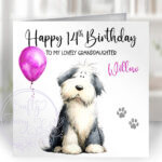 2925 old english sheepdog personalised dog birthday card