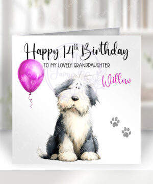 2925 old english sheepdog personalised dog birthday card