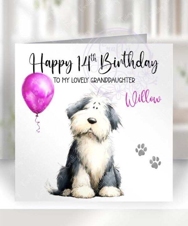2925 old english sheepdog personalised dog birthday card
