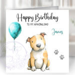 2927 pitbull personalised dog birthday card