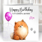 2929 pomeranian personalised dog birthday card
