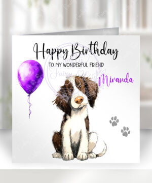 2940 sprocker brown personalised dog birthday card
