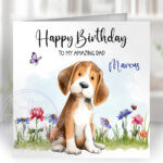2951 beagle personalised dog birthday card