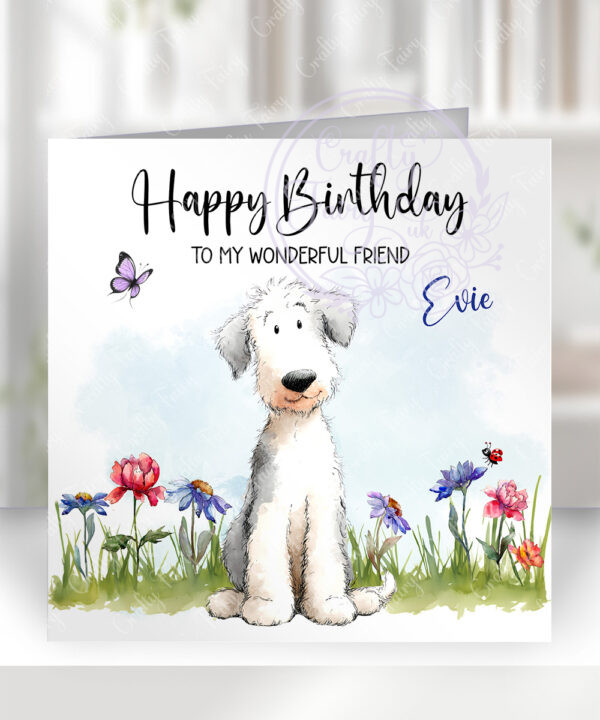 2952 bedlington terrier personalised dog birthday card