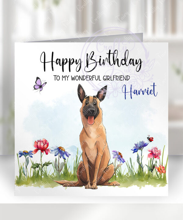 2953 belgian malinois personalised dog birthday card