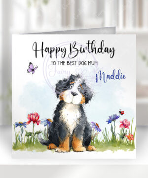 2954 bermese mountain personalised dog birthday card